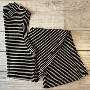 Madewell Ribbed Mockneck Midi Dress in Stripe, Size L, EUC